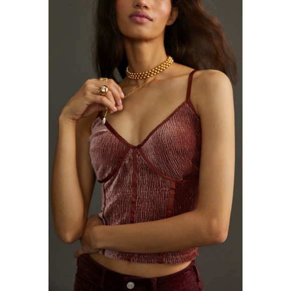 Blue Tassel Anthropologie Velvet Corset Seamed Camisole Top XS NWT - Picture 3 of 8